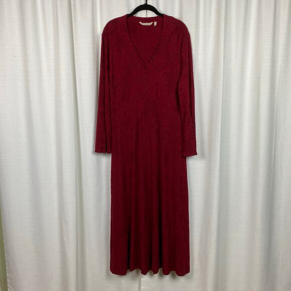 Soft Surroundings Red Damask V Neck Maxi Dress Sz.L - Picture 2 of 11
